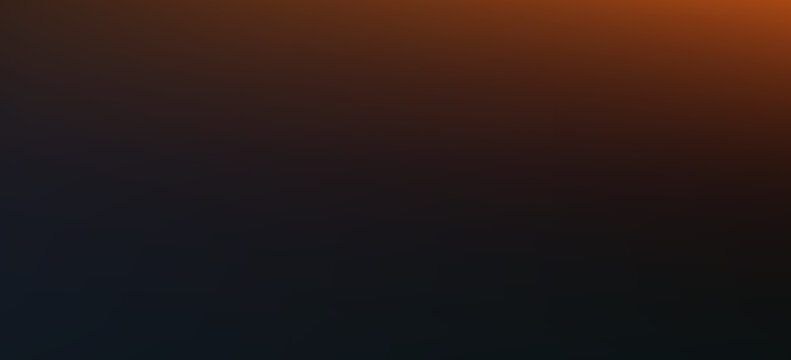 Dark black blue and orange abstract gradient background for luxury design