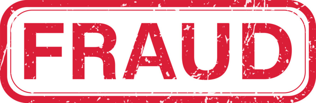 A red fraud stamp on white background.