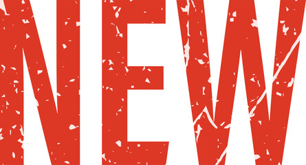 Naklejka premium Bold red text new with white cracks.
