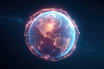Fototapeta premium Earth at night with sunrise over europe