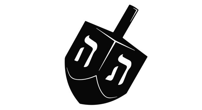 Silhouette of a traditional Hanukkah dreidel spinning top