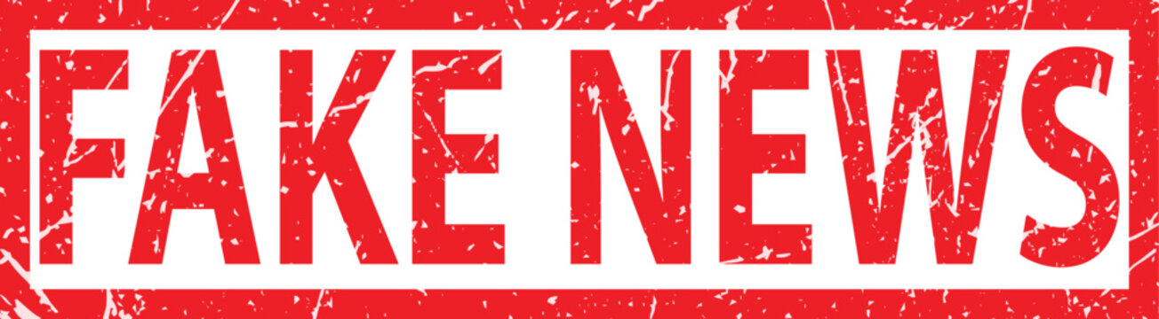 Fake news stamp on white background.