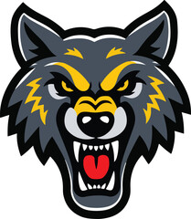 Obraz premium Fierce Wolf Head Mascot Vector Illustration Isolated on White Background