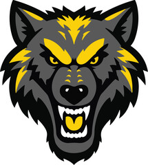 Obraz premium Majestic Grey Wolf Face Illustration for Wildlife Protection Branding