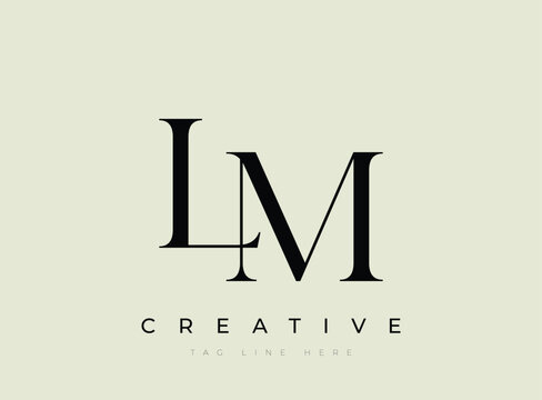 LM creative logo design with lettering and tagline space