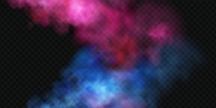 Red vs blue neon smoke battle background with dramatic light effect.