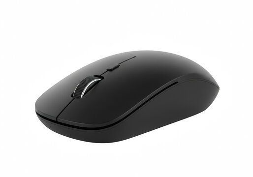 Black wireless computer mouse isolated on transparent background