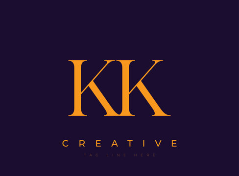 KK creative logo design with tagline on dark background  lettering