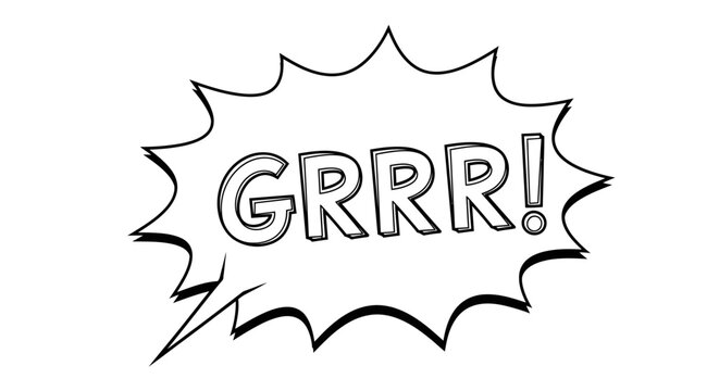 Comic book speech bubble with angry text.