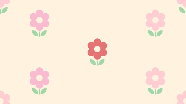 Seamless floral pattern with natural beige background, minimal flower design