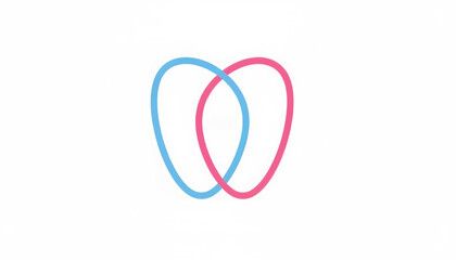 Naklejka premium Linked double map pins icon with blue and pink outlines for location sharing and navigation app designs