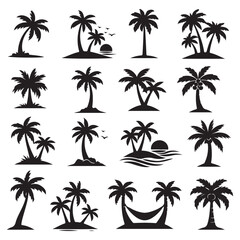 Fototapeta premium Tropical Palm Tree Icon Pack Collection