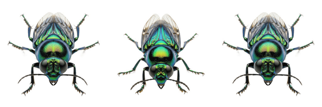 Green Blow Fly PNG Cutout - Isolated Metallic Insect Bug on Transparent Background for Nature, Biology, and Pest Control Graphics