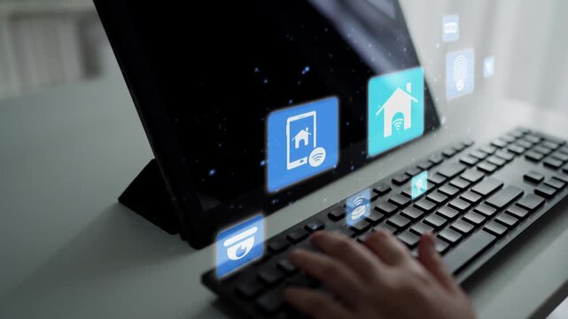 Concept of smart home automation enhances modern living. This innovative smart home system provides security, convenience, and control for a connected lifestyle. Funnel