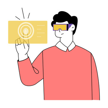 A flat style illustration depicting vr tech