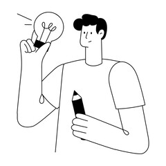A flat style illustration depicting creative thinking © creativestall