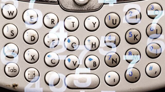 retro and old mobile telephones keypads in a sequence