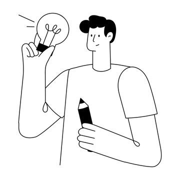 A flat style illustration depicting creative thinking