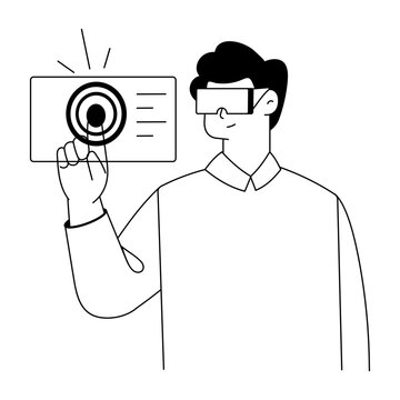 A flat style illustration depicting vr tech
