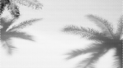 Obraz na płótnie Canvas Halftone palm leaves abstract vector background with dotted overlay texture