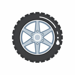 Obraz premium Cartoon car wheel with tire and water drop illustration