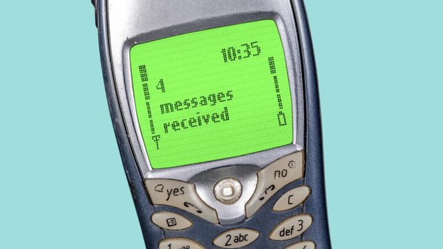 old mobile telephone with simple interface on screen