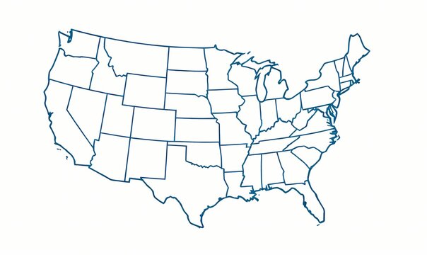 Outline map of the United States with state borders