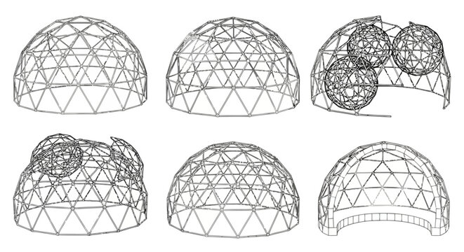 Wireframe geodesic domes