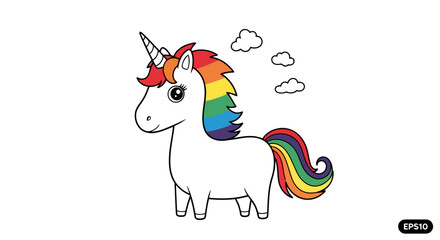 Cute unicorn with rainbow mane and tail © Best Design_Academy