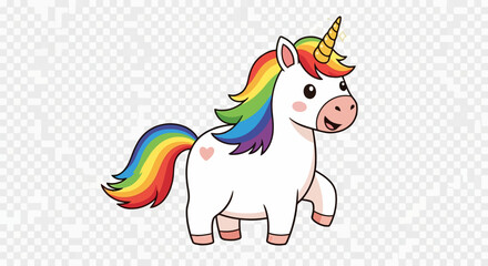 Cartoon unicorn with rainbow mane and tail © Best Design_Academy