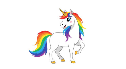 Cute cartoon unicorn with rainbow mane and tail © Best Design_Academy