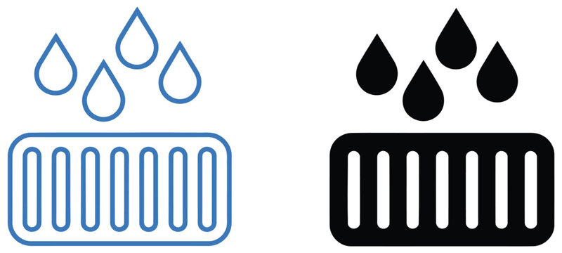 Water drain icon set manhole icon rainwater drainage icon sewer drain icon, urban infrastructure and wastewater management system concept vector