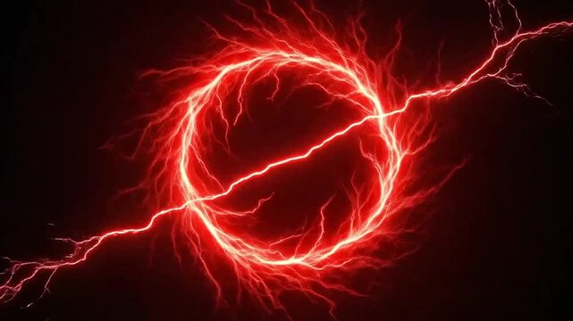 Vibrant red lightning bolt circle energy.