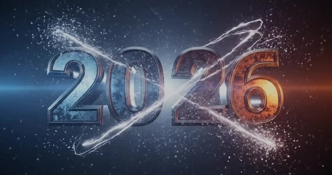 New Year 2026 Celebration with Sparkling Numbers.