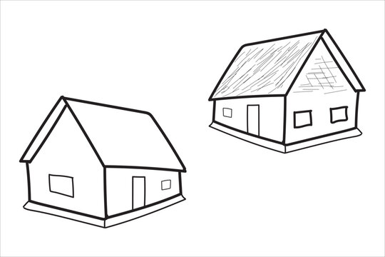 Hand drawn houses, simple sketch, architectural concept