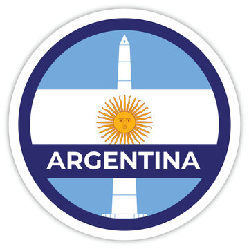 Buenos Aires Sticker with Argentina Flag Round Design