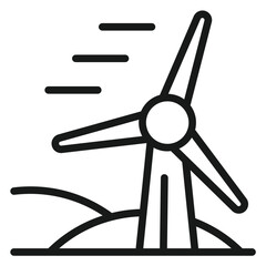 Wind turbine vector icon illustration, minimalist black line art symbol of renewable energy and sustainable power generation, clean green technology graphic for eco-friendly environmental design. © Md