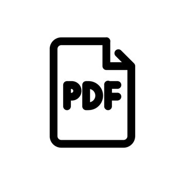 PDF File Format Icon, Minimalist Outline Vector for Document Management, Digital Paperwork and Portable Document Format Symbol on White Background