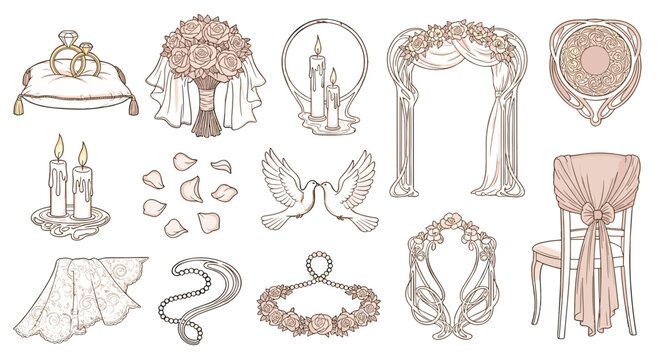 Collection of vintage decorative frames and ornate jewelry pieces