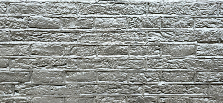 Silver Metallic Brick Wall Texture Background With Painted Urban Industrial Surface