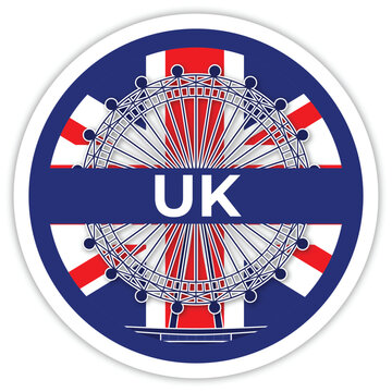 London City Sticker with United Kingdom Flag Round Design