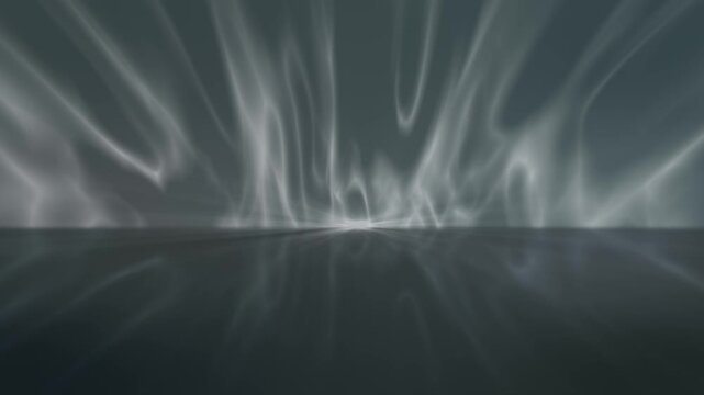 Soft Gray Light Streaks Reflection Abstract Loop: An ethereal moving gradient with a mirrored horizontal reflection, creating a moody, atmospheric, mystical, loopable background for creative projects