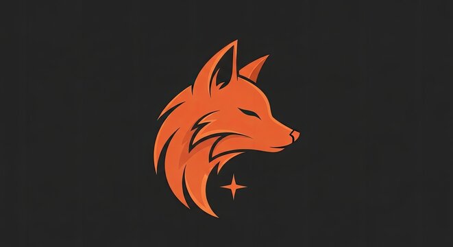 Stylized orange fox head silhouette against dark background artwork
