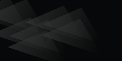 Modern black white abstract background. Minimal. Gradient. Dark grey banner with geometric shapes, lines, stripes, triangles. Design. Futuristic. Cut paper or metal effect. Origami, mosaic, geometry.