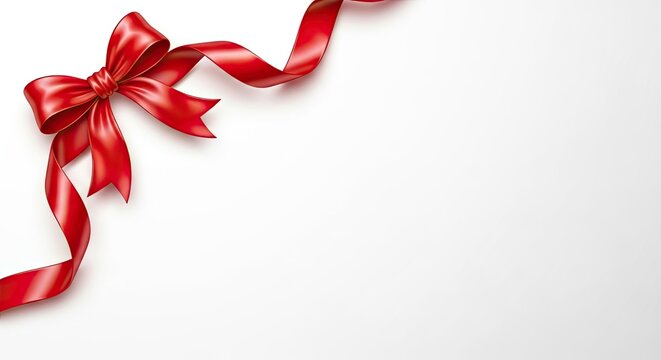 Elegant red ribbon on white background a symbol of celebration and gift giving