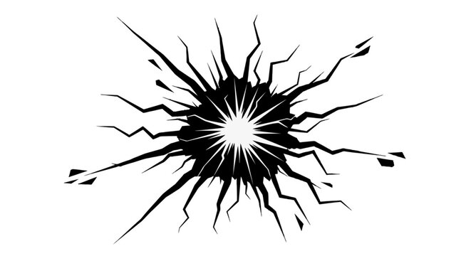 Black and white illustration of explosion.