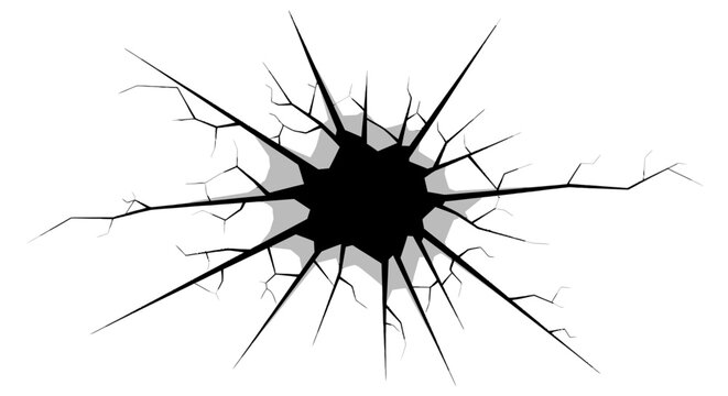 Cracked glass hole effect illustration.