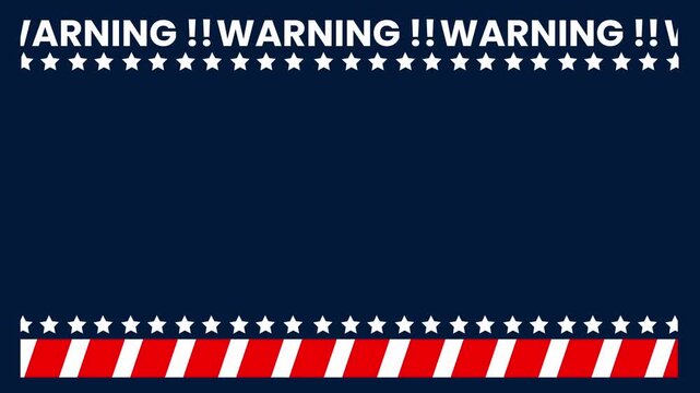 Patriotic USA Warning Banner Frame Template Red White and Blue