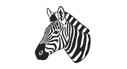 Black and White Zebra Head Illustration. © Abori