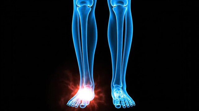 Animated evolution of human lower limb bones highlighting joint regions and movements